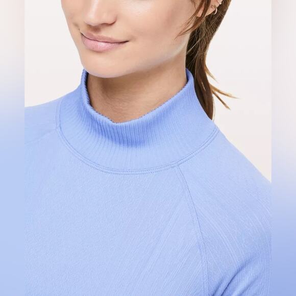 Lululemon Rest Less Mock Neck Long Sleeve Textured Pullover In Hydrangea Blue L - Picture 3 of 12